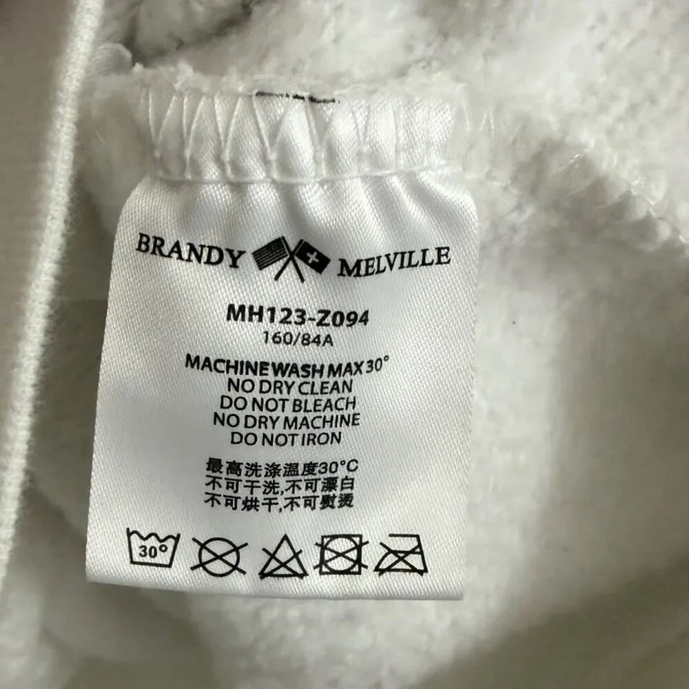 Brandy Melville Crystal Jacket OS‎ White Cropped Full Zip-Up Sweatshirt Hoodie
